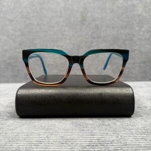vTEA Teal Brown Square Eyeglass Frames 53-17-140